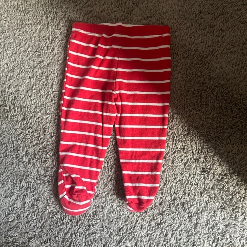 Preloved Red and White Striped Baby Leggings